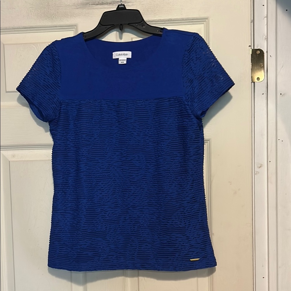 Calvin Klein Short Sleeve Blue Top Size Small